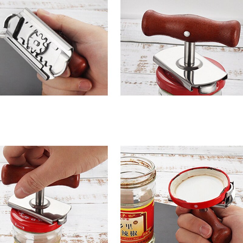 Ouvre-boîte manuel en acier inoxydable, outil d'ouverture de couvercle rotatif réglable de 1 à 4 pouces gadget de cuisine
