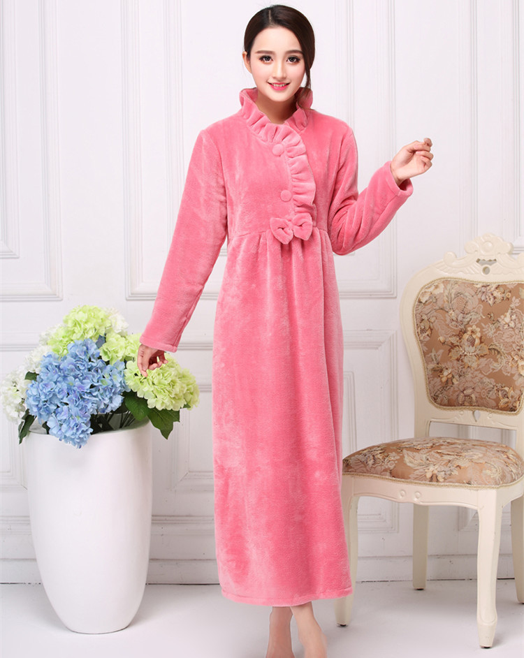 Camisón de terciopelo para mujer, ropa de dormir de princesa rosa púrpura, lencería de exposición, vestido cálido de invierno para el hogar