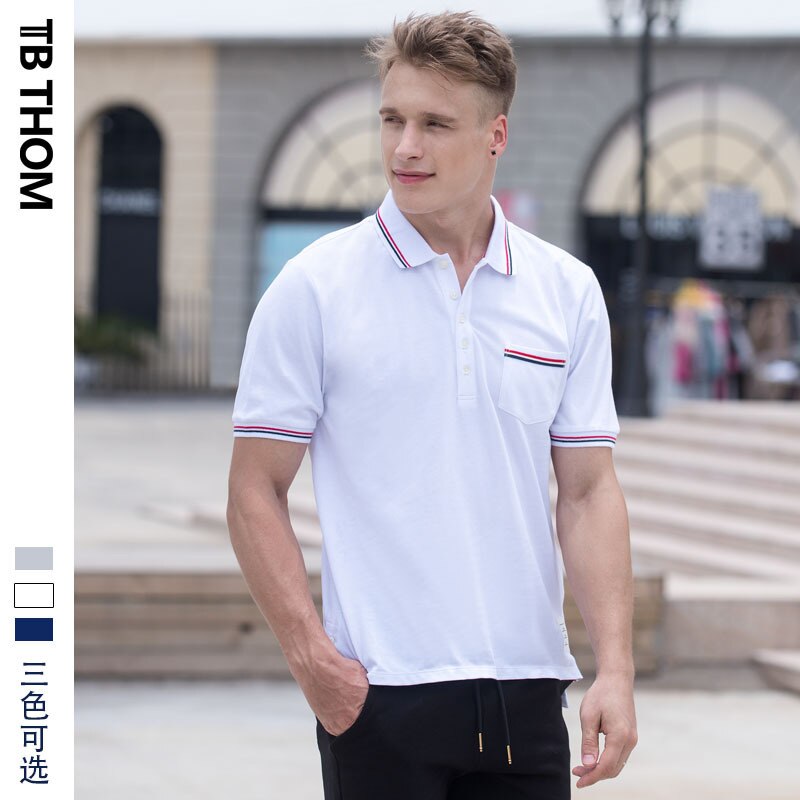 men's summer with pocket short sleeve smart casual men dyed cotton polo shirts for male