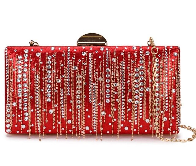 Luxus Quaste Diamant Pu Frauen Party Abend Tasche Kupplung Tasche Schulter Tasche Crossbody Mini Tasche Weibliche Handtasche Geldbörse: verrotten