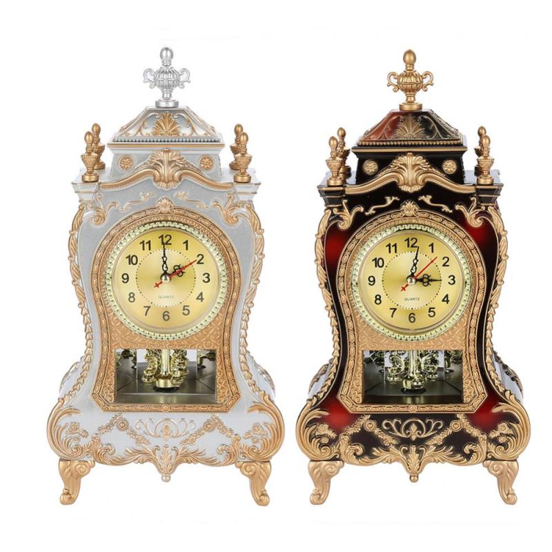 Vintage Desk Alarm Clocks Classical Royalty Living Room TV Cabinet Desk Imperial Furnishing Sit Pendulum Retro Clock