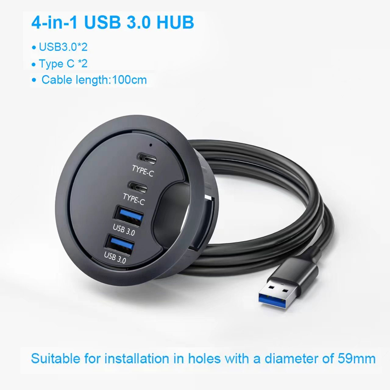 Hub usb 3.0 montagem na estação de acoplamento de mesa com leitor de cartão multi usb 3.0 sd/tf fone de ouvido suporte controle de volume divisor usb: Azul