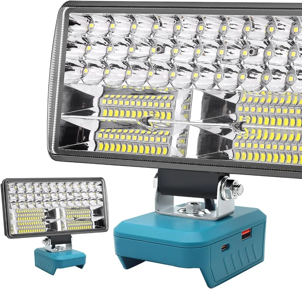 38w x 6000lm led arbejdslamper, lommelygte kompatibel med makita 18v batteri, ledningsfri arbejdslampe til camping, nødlys