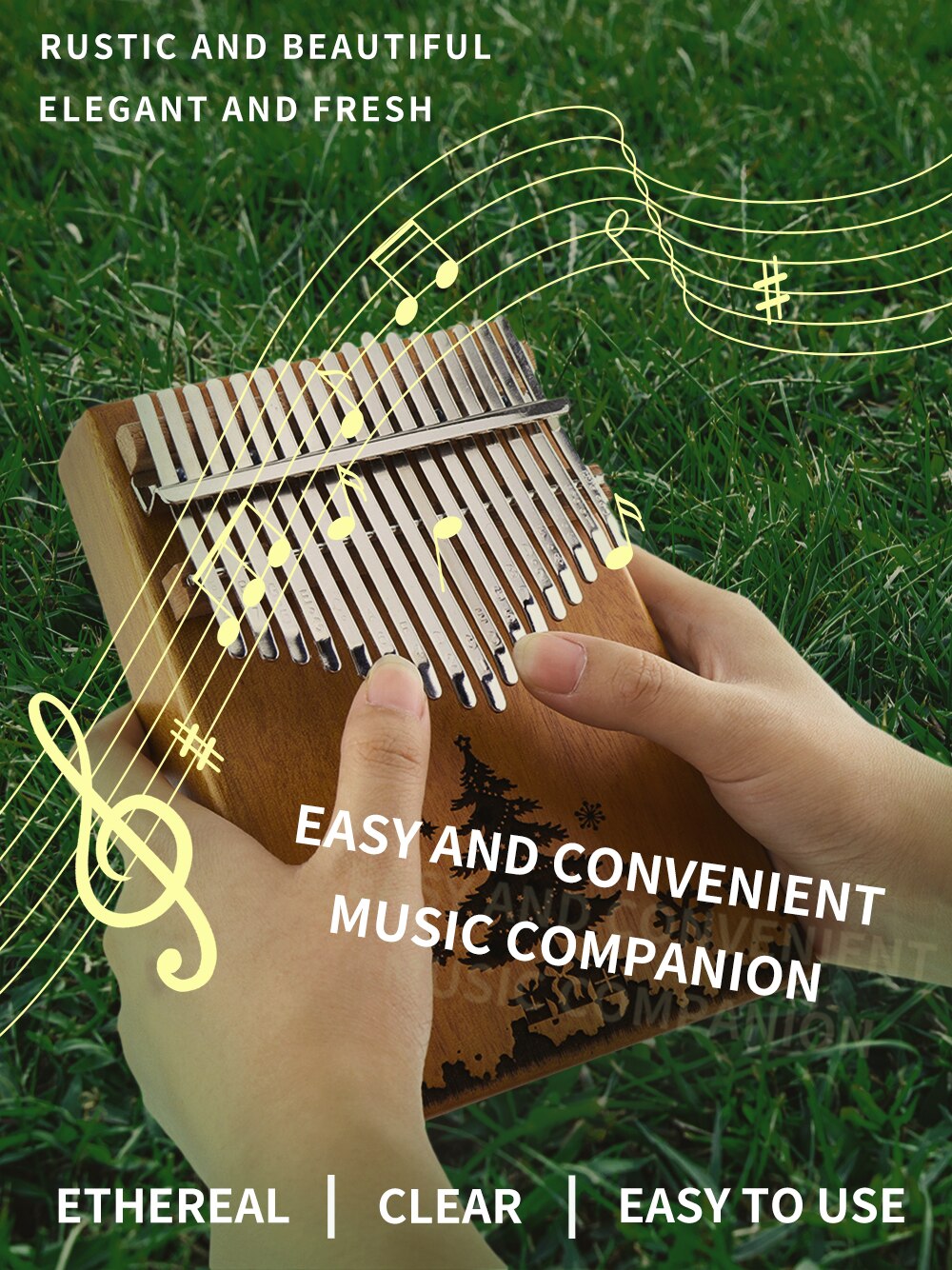 17 Key Kalimba Single Board Mahogany Thumb Piano Mbira Mini Keyboard Finger Piano Musical Instrument with Complete Accessories