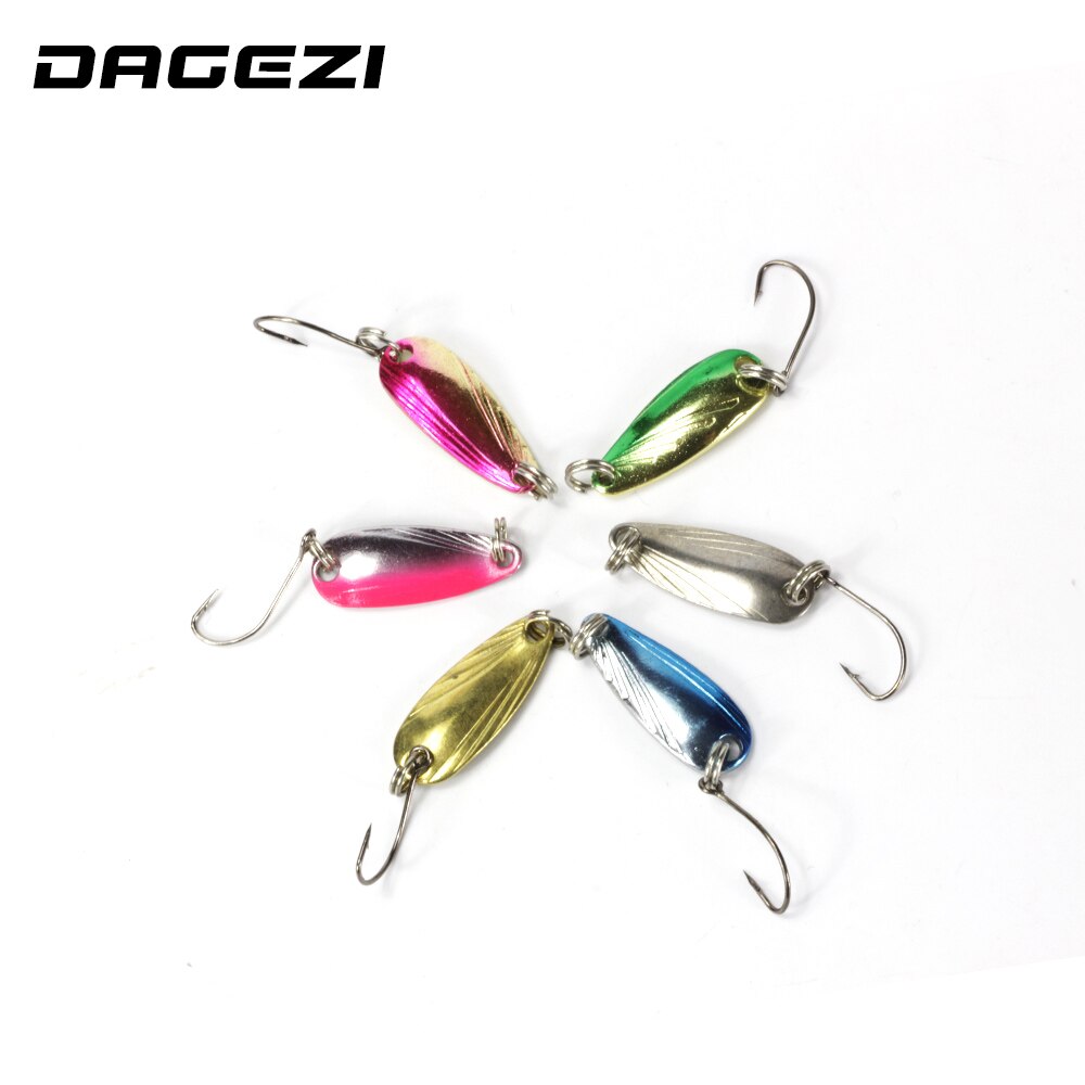 DAGEZI 6 stks/partij 4.5 cm/3g vissen lokken 6 kleuren Shell Textuur metalen Lokken visaas lepel lokt visgerei pesca