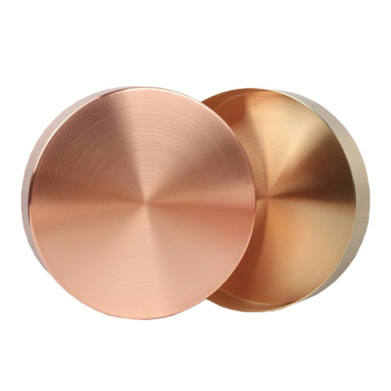 Bandeja de metal redonda de cobre puro, bandeja de almacenamiento de adornos de latón, oro rosa y oro, para picnic, buffet y en casa