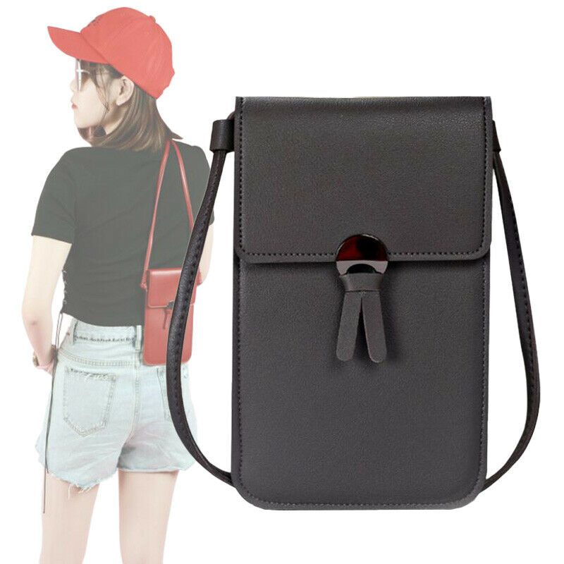 Crossbody Mobiel Beurs Vrouwen Touch Screen Zak Blokkeren Portemonnee Schouder Handtas Terug Touch Screen Mobiele Telefoon Zak: Dark Gray