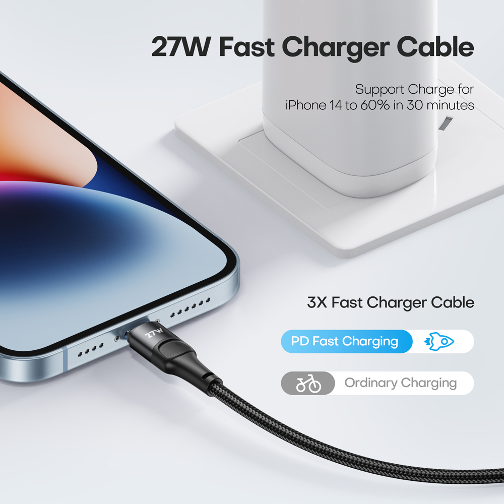 27W Pd Usb Type C Kabel Voor Iphone 14 13 12 Pro Max Mini Xs Xr X 8 Ipad macbook Snelle Oplaadkabel Type C Naar Verlichting Draad Koord