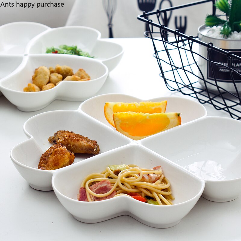 Wit Keramiek Diner Plaat Cartoon Servies Kat Kinderen Diner Plaat Vlinder Multi-Raster Kom Dessert Moer Gedroogd Fruit schotel