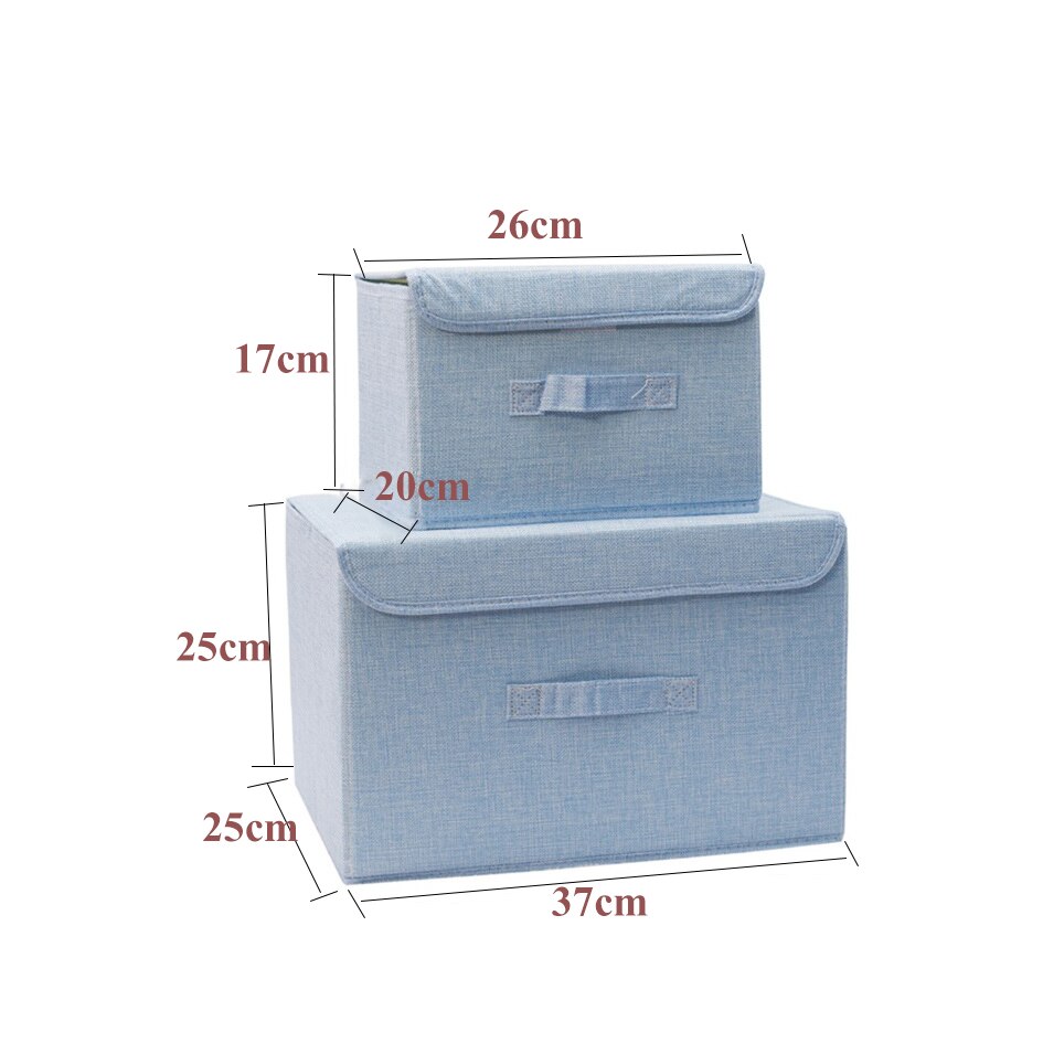 Cotton Fabric Cube Storage Box Cartoon Embroidery Laundry Basket For Cupboard Drawer Showcas Storage Holders Toys Organizer Bins: 1 Set  Blue