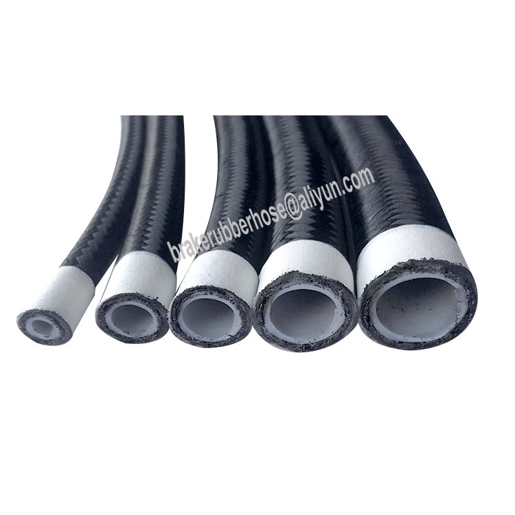 AN4- AN16 Black Cotton Wire Braided PTFE Lined Stainless Steel Reinforcement Hose For Fuel Oil E85 1M