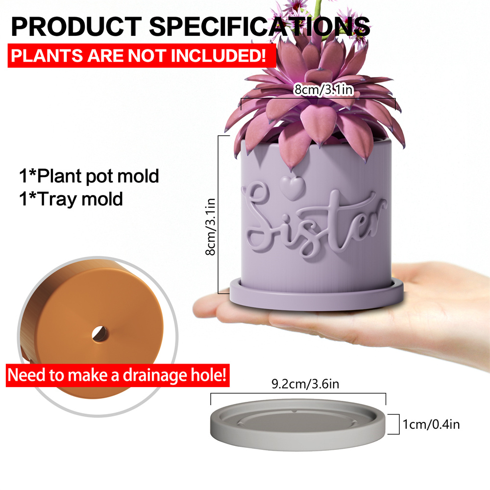 Nicole – Pot de jardinière avec plateau, moule en béton et Silicone, Pot Succulent, moule Jesmonite, meilleur pour maman de tous les temps, décoration de maison: jaune clair