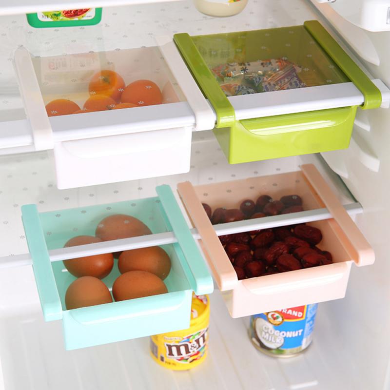 Mini DIY Slide Kitchen Fridge Freezer Space Saver Organization Storage Rack Bathroom Shelf Rack Organizer Holder