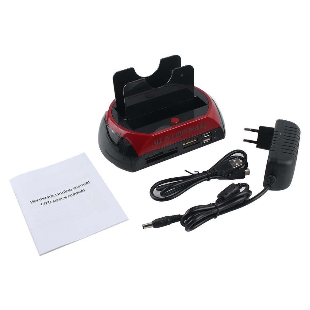 2.5/3.5-inch IDE+SATA Hard Drive Base Multi-function Hard Drive Dock Station High Speed with Card Reader LED Light HDD Base: EU plug