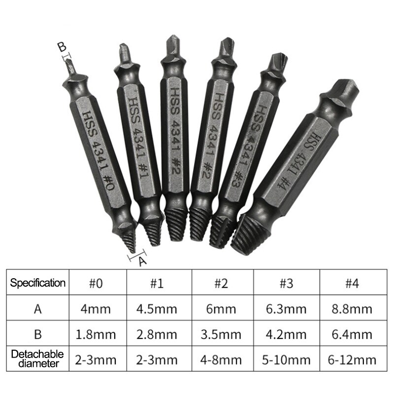 4/5/6Pcs Damaged Screw Extractor Drill Bit Set Stripped Broken Speed Out Bolt Extractor Bolt Stud Easily Take Out Remover