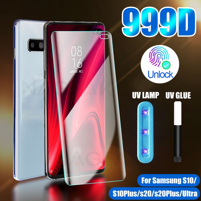 Uv Gehard Glas Voor Samsung Galaxy S10 S20 S8 S9 Plus Ultra Full Liquid Screen Protector Voor Samsung Note 10 9 S10E S10 Glas