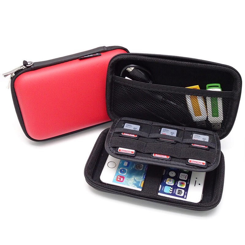 Portable Hard Shell Case Cover Pouch for 2.5 inch Power Bank HDD Hard Disk Drive Protector Protect Bag Box Enclosure Case: Red