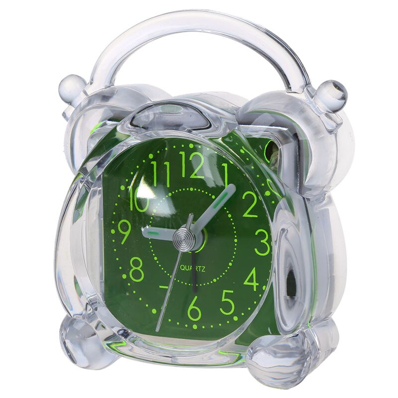 Small Crystal Plastic Desk Bell Alarm Clock with Light