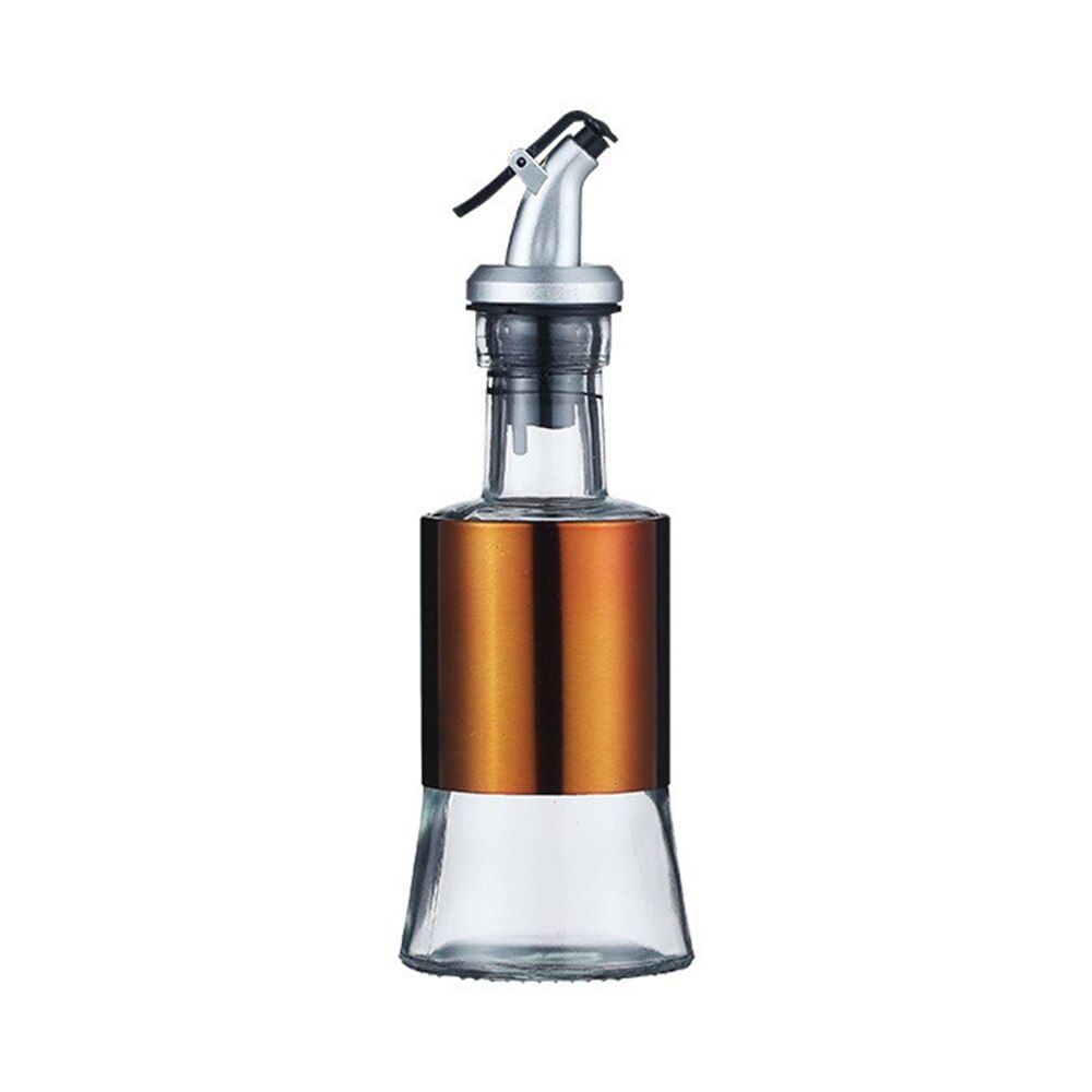 Stainless steel glass oil pot oil bottle vinegar pot kitchen oil tank pot leak-proof large soy sauce vinegar seasoning bottle: Yellow 200ml