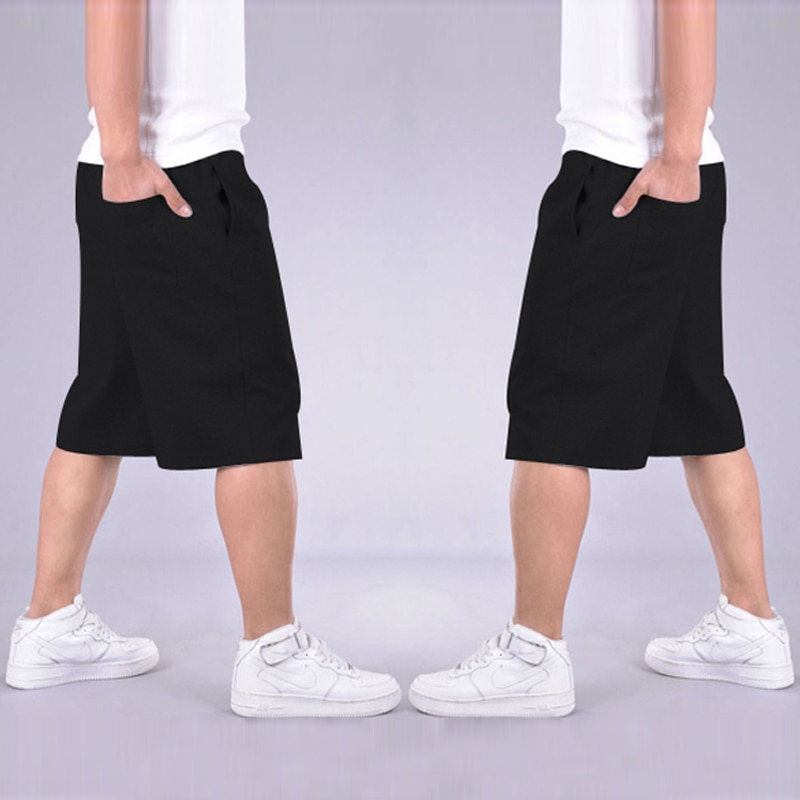 Stor storlek shorts herr solid baggy lösa elastiska shorts bomull casual plus size shorts extra stora stora plus storlek 4xl 5xl 6xl 7xl