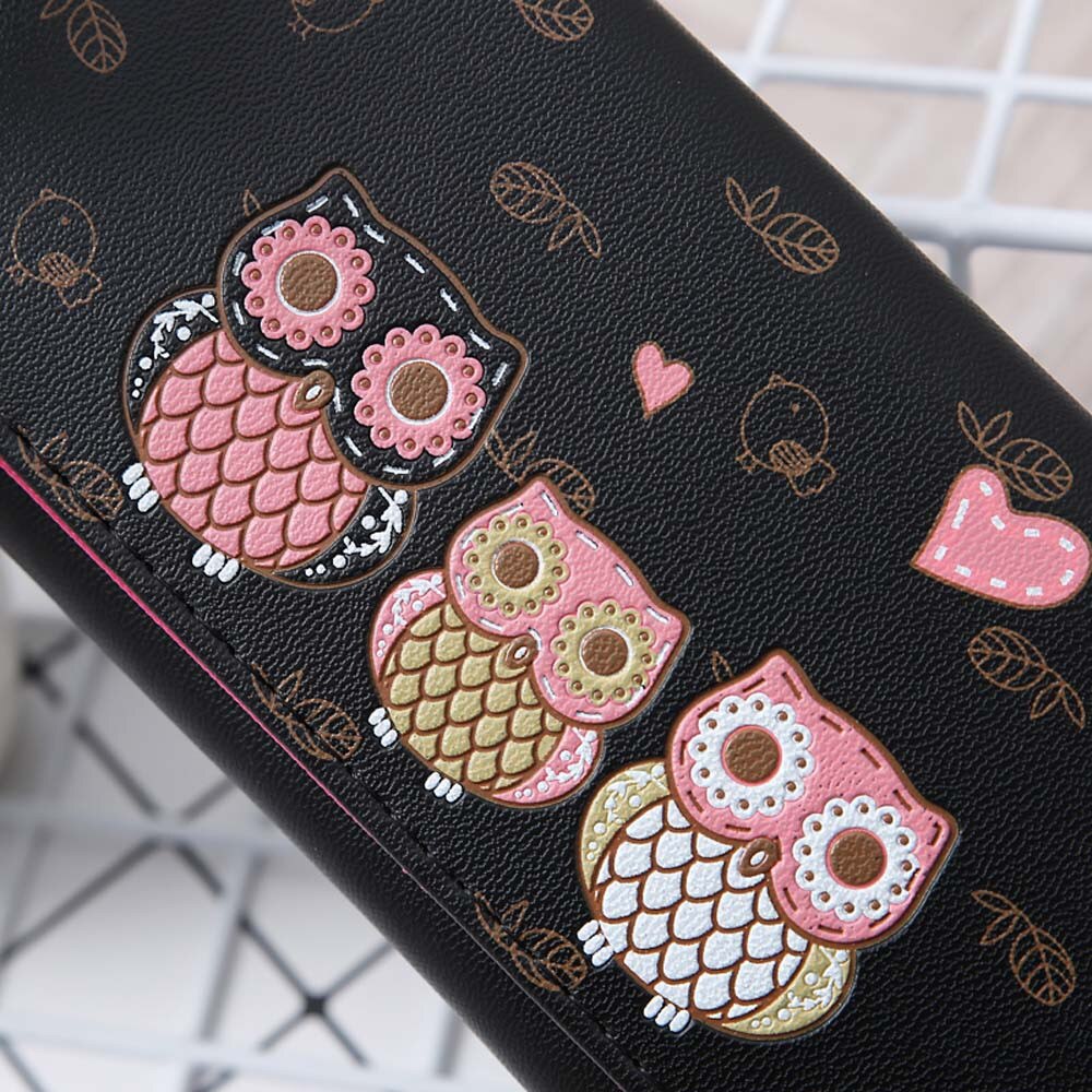 Owl Cute Printed Women Wallets Simple Retro Owl Printing Long Wallet Coin Purse Card Holders Handbag Credit Card Holder#3