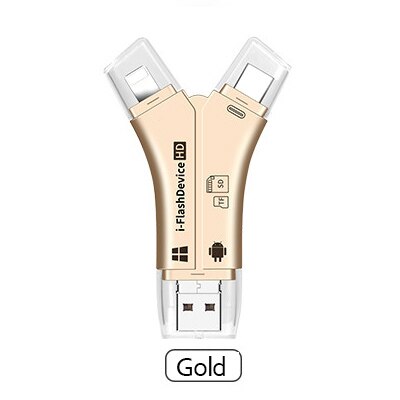 UTHAI C11 Lightning Card Reader SD TF USB C to MicroUSB Multi Card readers 4in1 Type-C Flash Drive For Iphone 7 8 11 X XR MAX: C11-Gold