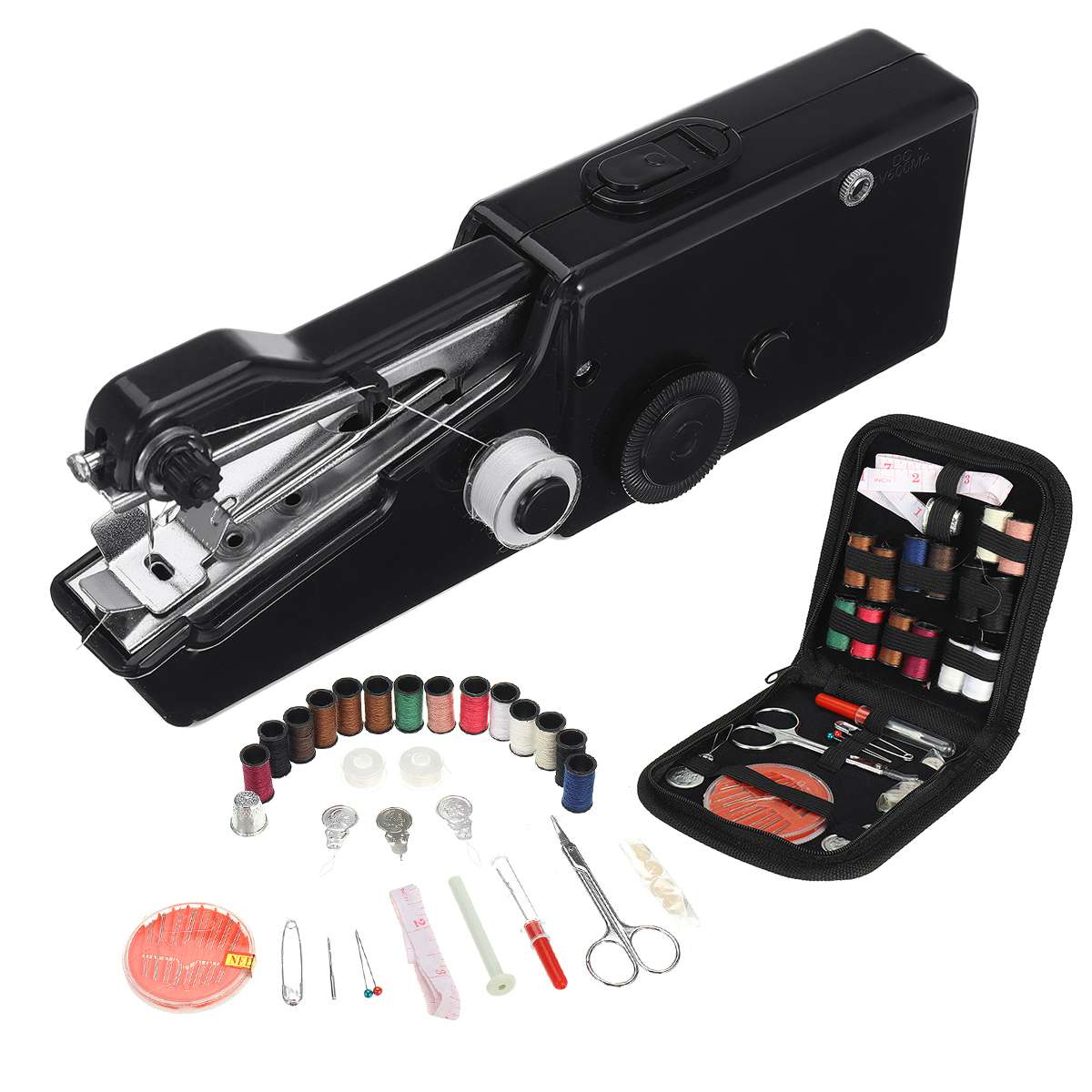 Draagbare Handheld Naaimachine Cordless Elektrische Naaimachine Set Thuis Naaien Quick Reparatie Diy Kleding Naaimachine: black