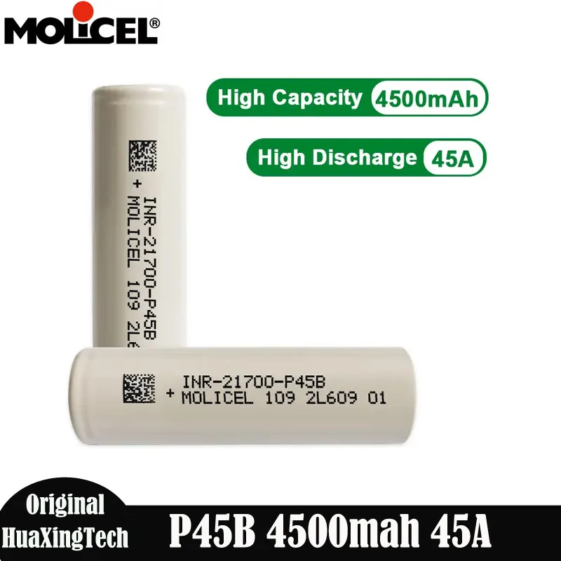 Molicel P45B 21700 Batterij - 4500mAh Hoge Capaciteit - 45A Ontlading - Oplaadbare Li-ion Cel