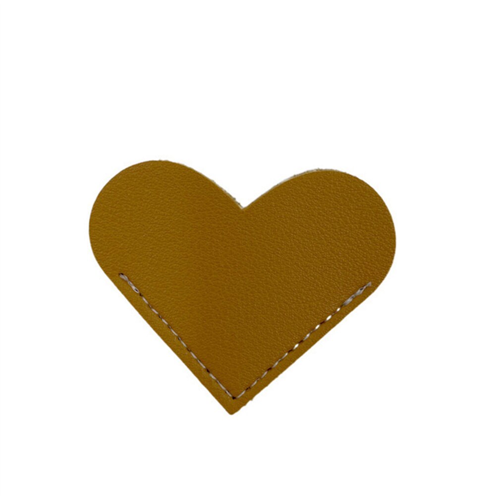 Pu Leather Heart Bookmark Book Corner Protective Cover Bookworm For Book Lover Stationery Supplies Bookmark: Brown