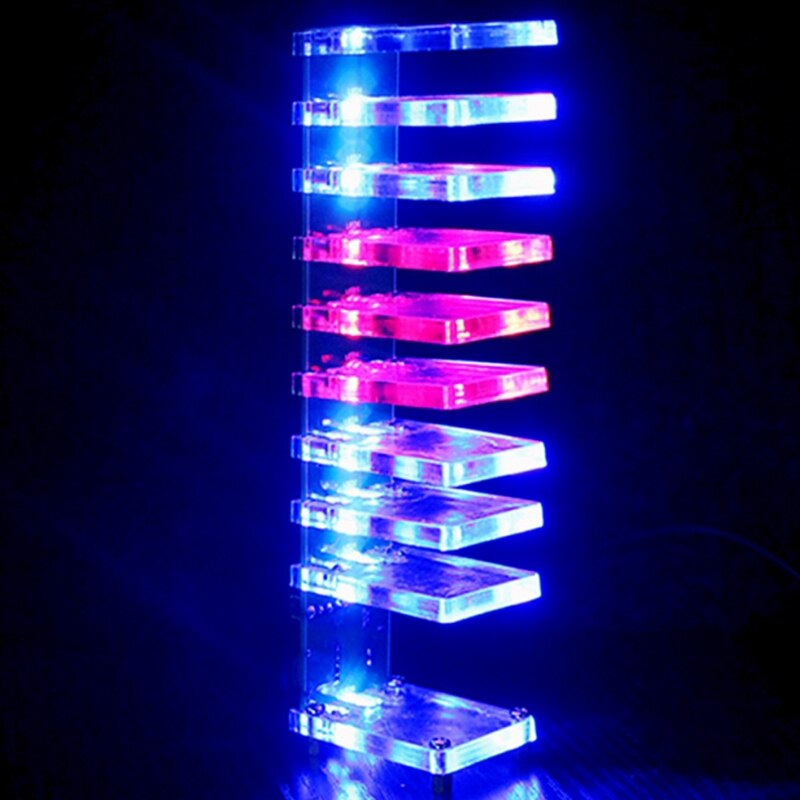 Columna de Luz LED de 10 niveles para cine en casa, Medidor de VU de luz LED con Control de sonido y cristal, para música