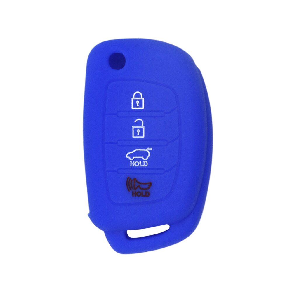 Geschikt Voor Hyundai IX35 Vouwen 4-Knop Autosleutel Case Soft Rubber Silicone Sleutel Shell Anti-Diefstal Afstandsbediening controle Beschermende Cove: sea blue