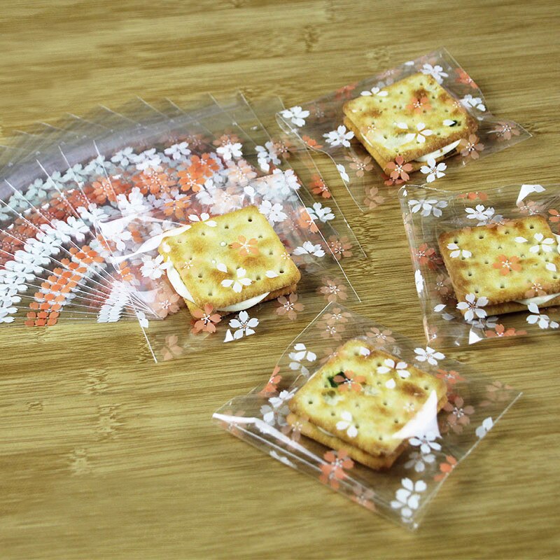 100pcs Sakura Transparant Opp Plastic Zakken voor Snoep Cookie Verpakking Cellofaan Zak 10x10cm Briefpapier Plastic Envelop