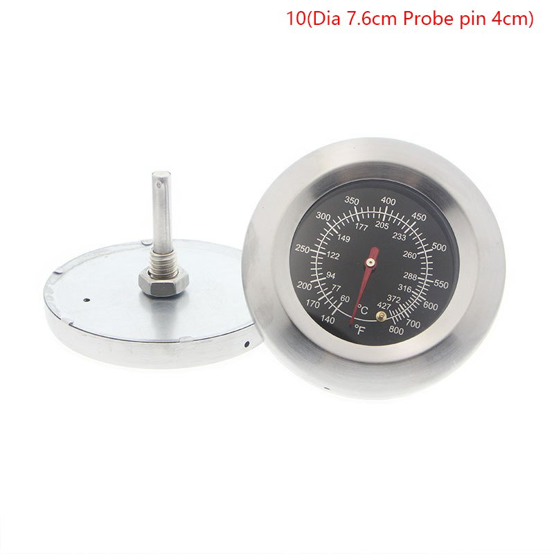 Thermomètre en acier inoxydable pour barbecue, jauge de température 50-800 degrés Fahrenheit 10-400/50-350/50-500 degrés Celsius
