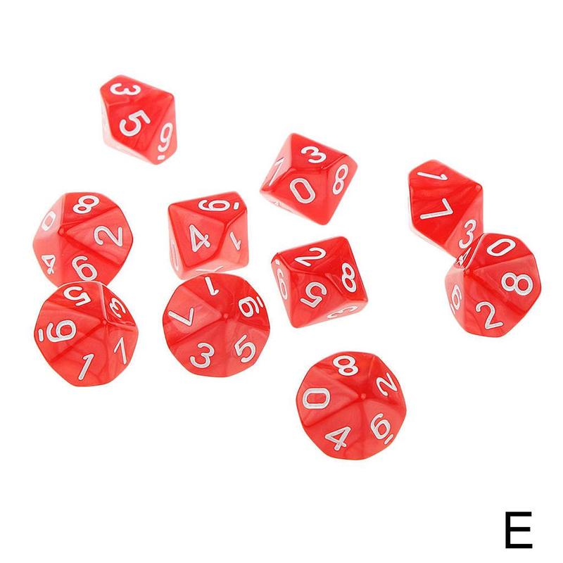 Dados de 12 caras D12, dados poliédricos para familiar, juego de rol, Club D & D, accesorios de acrílico, juego de Pub, E3A0, 10 Uds.: red