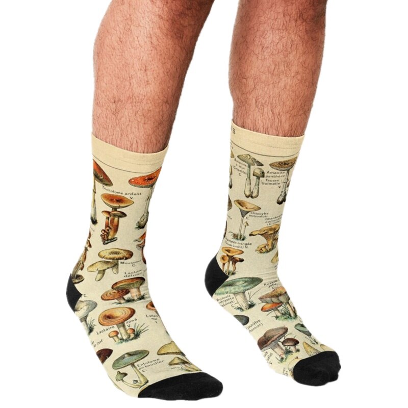 Grappige Mannen Sokken Maan Glow Night Strand Gedrukt Hip Hop Mannen Gelukkig Sokken Leuke Jongens Street Style Crazy sokken Voor Mannen: W94