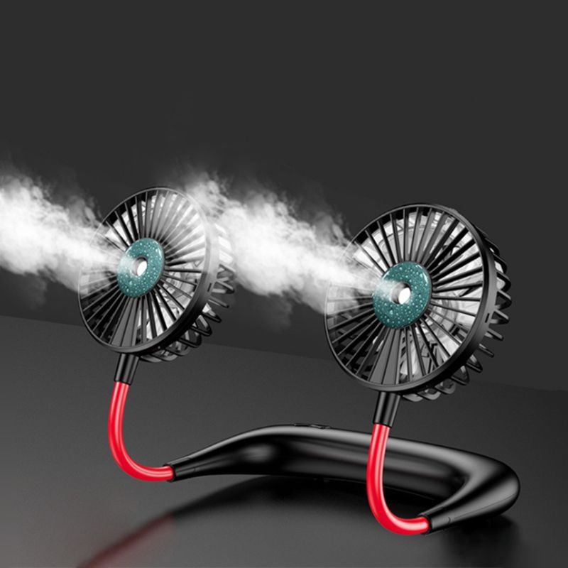 Ventilador de cuello colgante perezoso de , vaporizador de aire portátil ajustable, carga USB, ventilador de pulverización de agua de refrigeración