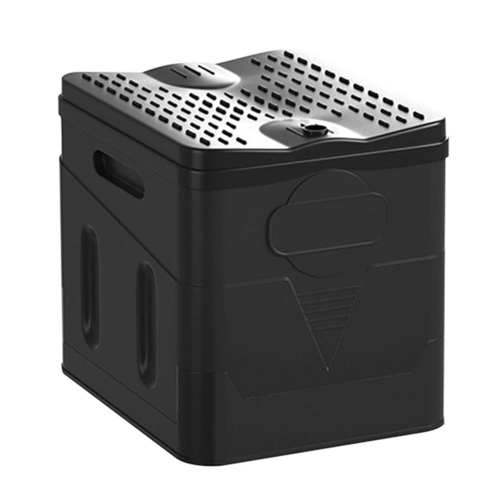 Cubo de inodoro para coche, bote de basura de gran capacidad de rodamiento fuerte para viaje de emergencia, autoconducción, inodoro portátil plegable al aire libre: Negro