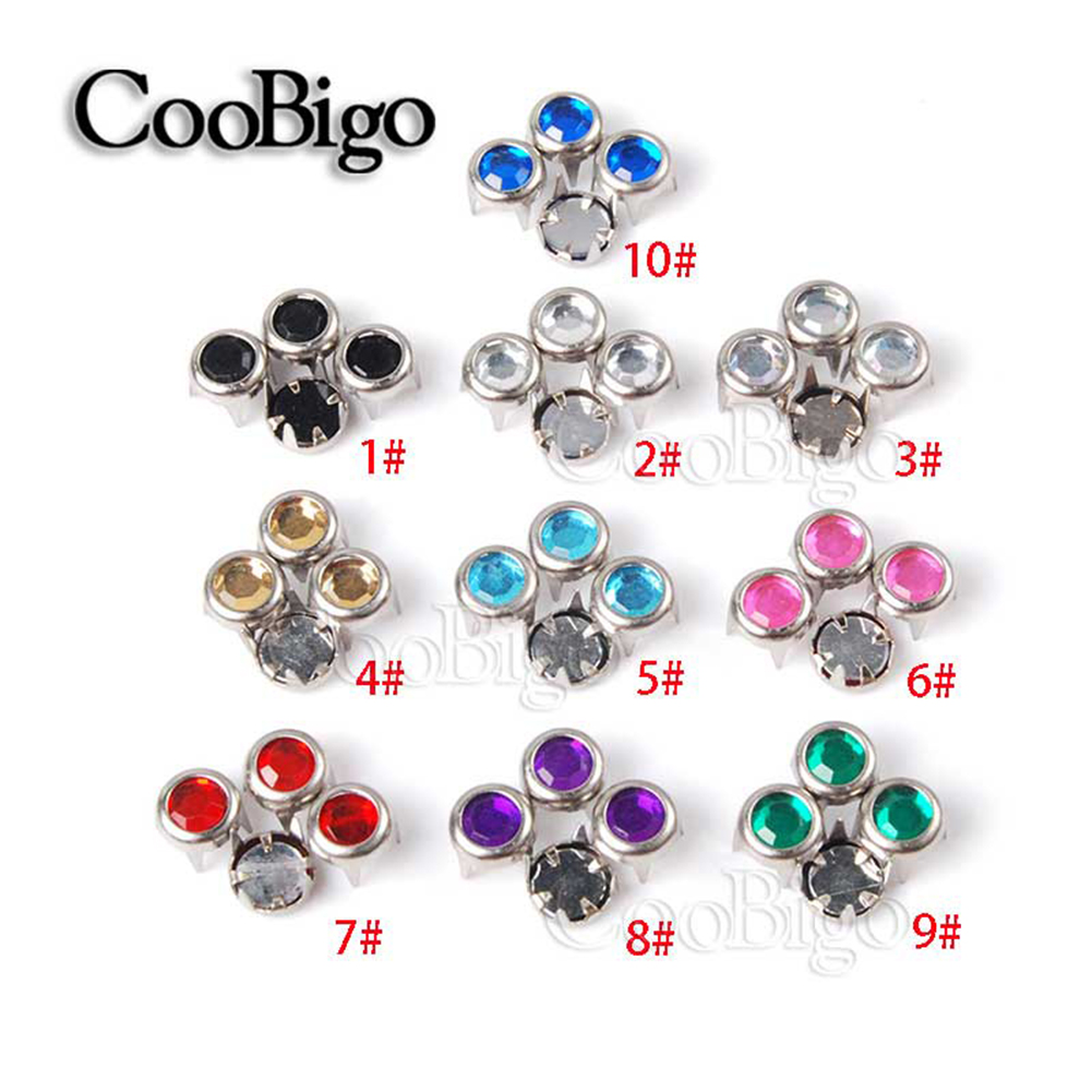 100 Stück 6 mm Strass-Kristallnieten, runde Nieten, Punk-DIY-Nagelköpfe für Kleidung, Schuhe, Taschen, Hut, Ledergürtel, Spikes