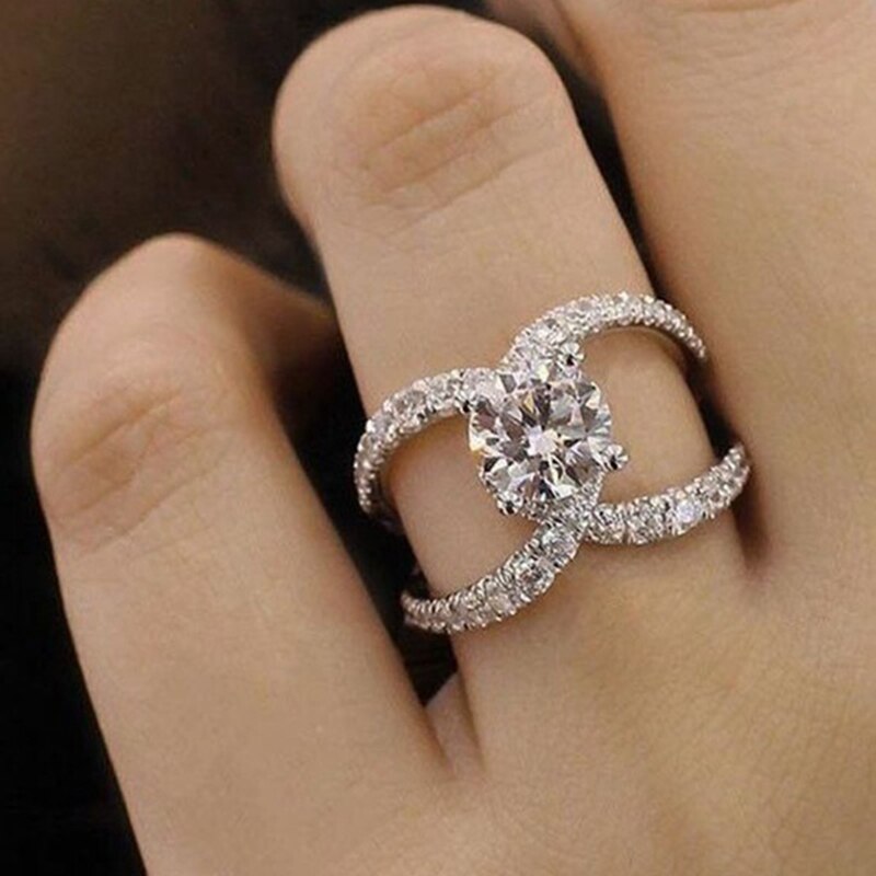Simple hule rhinestones zirkon ringe til kvinder tilbehør bryllup engagement smykker: 12