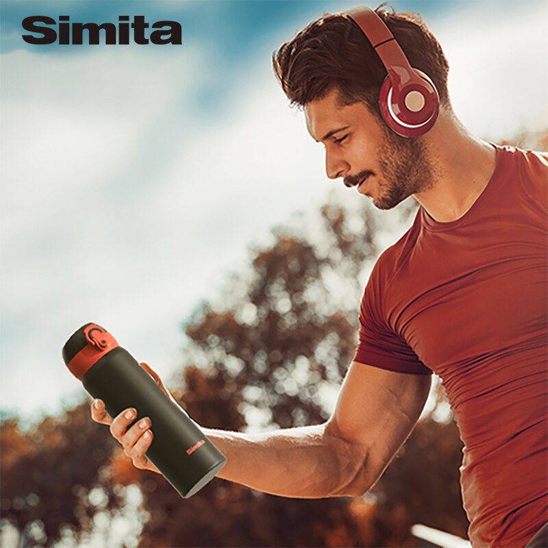 Simita Thermos Shaker Flasche Tragbare Sport Wasser Flasche 500ML Gerade Tasse Isoliert Vakuum Glaskolben Bunte Reise Becher