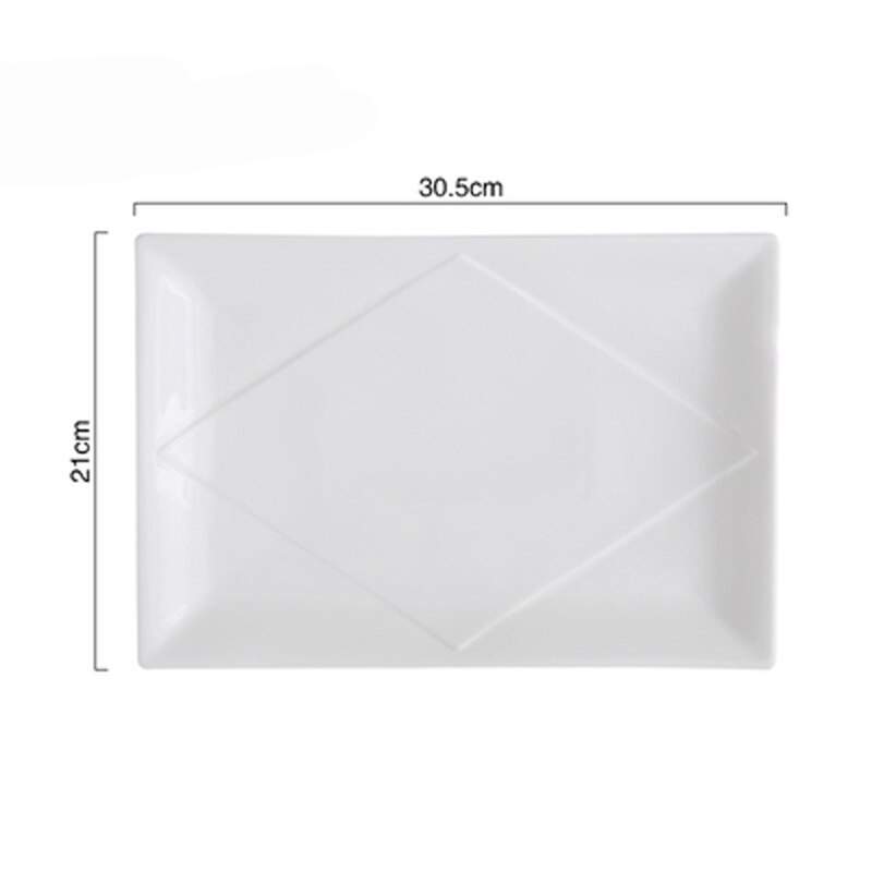 Pure White Ceramic Rectangular Flat Plate Sushi Plate Western Food Plate Dinner Plate Fish Plate Japanese Pastry Plate Household: D