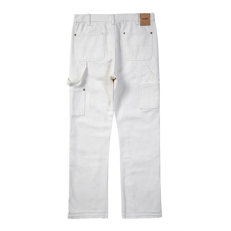 Jean déchiré blanc pour homme, pantalon décontracté, Hip Hop, jambes larges, Streetwear, Denim, surdimensionné