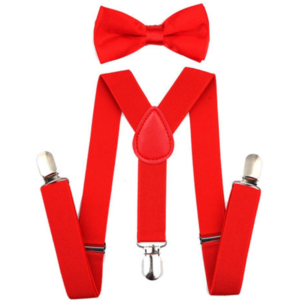Kids Suspenders with Bowtie Ties Accessories Children Bow Tie Set Boys Braces Girls Adjustable Suspenders Baby Wedding: Red