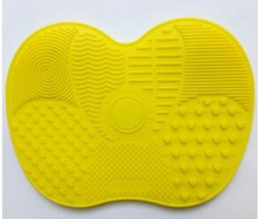 Praktische siliconen wasmat make-up kwast schuurspons make-up kwast reinigingsmat siliconen klein nummer appel pad: Geel