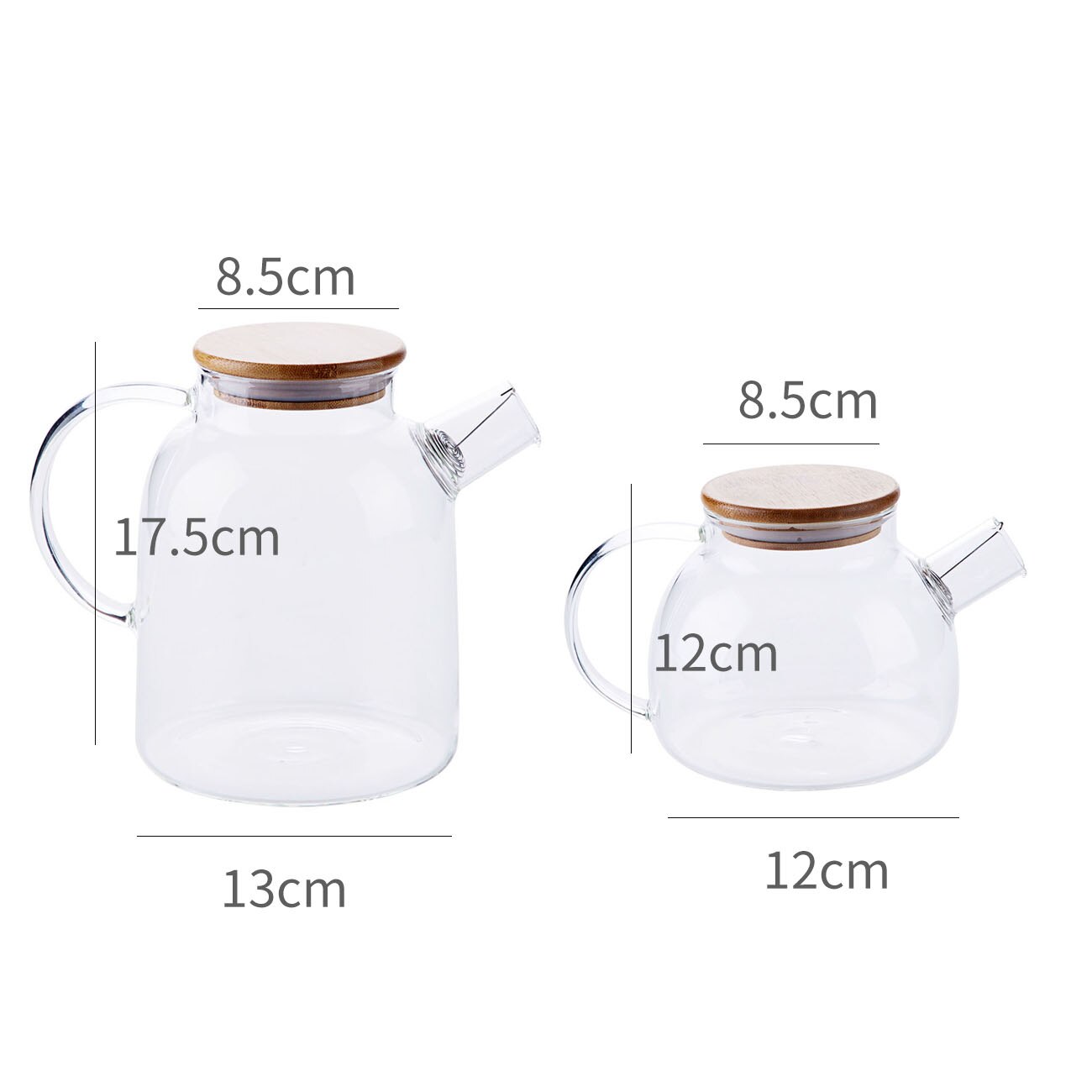 Tetera de vidrio de 1L/1.8L con filtro de bobina de alambre desmontable para té suelto resistente al calor jarra de agua /fría