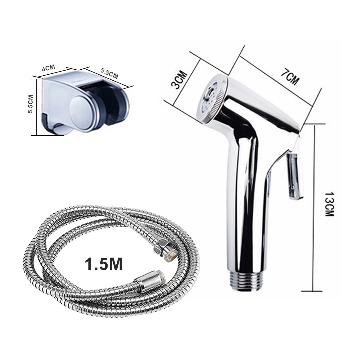 Toalett hånd bidet kran bad bidet dusj sprøyte 1.5m slange tank kroket holder enkel installasjon for kvinners helsebeskyttelse