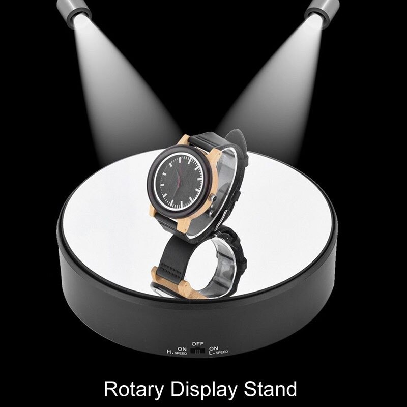 Soporte rotatorio de exhibición de joyería espejo cristal 360 giratorio para soporte de reloj pulsera de collar DIN889