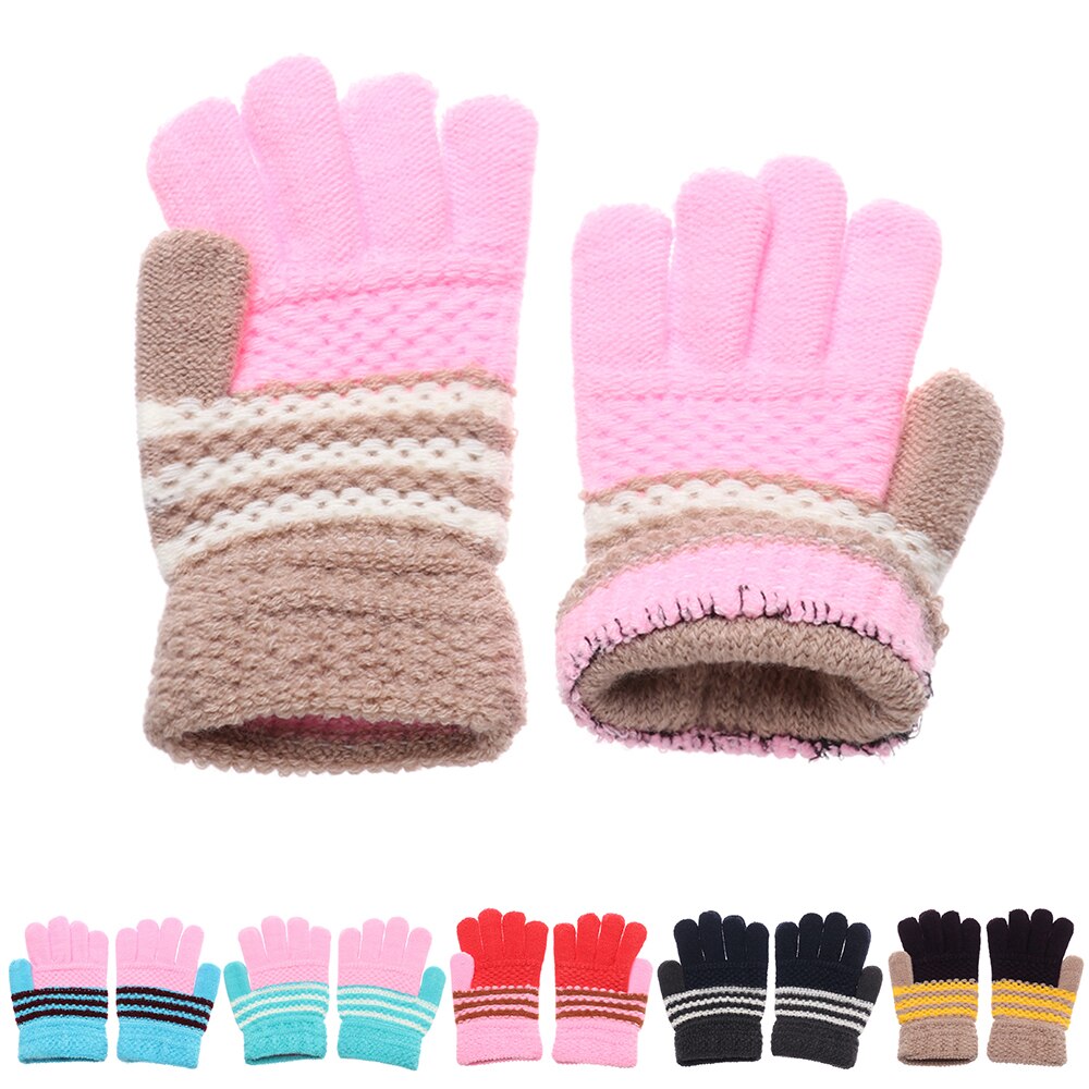 Nuevos guantes para niños bebés niñas Color caramelo estrella Casual guantes invierno cálido manoplas de punto guantes encantadores de dibujos animados