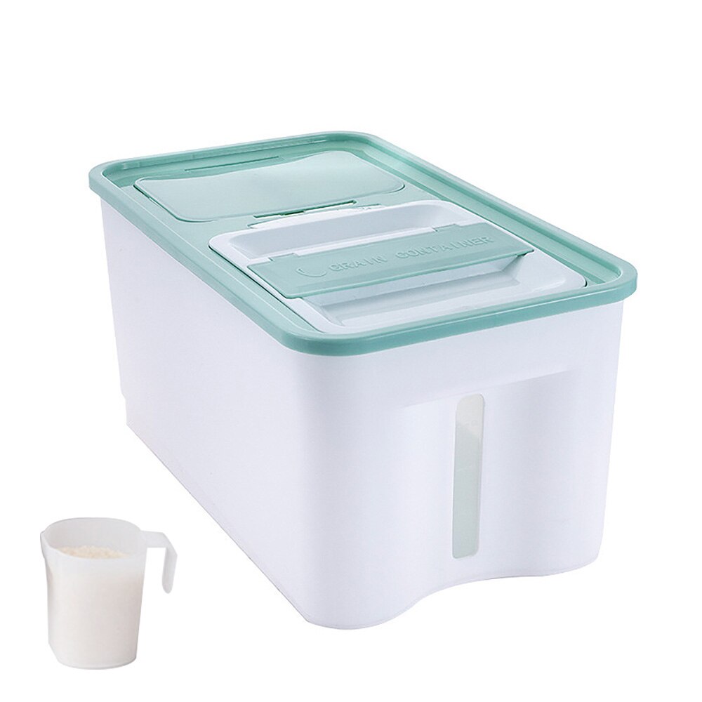 Plastikowy dyspenser płatków zbożowych zestaw 25Kg schowek robić kuchni robić jedzenia dozownik ziarna ryżu organizator ziarna puszki robić przechowywania słoiki robić magazynowania: mały zielony