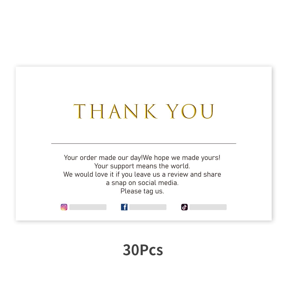 Carte de remerciement pour votre commande, 30 pièces, écriture personnalisée de votre carte de visite, fournitures pour petites entreprises, , étiquette décorative, produits, carte de suivi: A2-30pcs